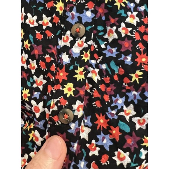 Maeve Anthropologie Mallory Ruffled Blouse Top Small Size Oversized Buttons - Picture 7 of 15